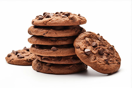 Scrumptious Chocolate Cookies Delicately Presented on a Clean White Background - AR 3:2の素材