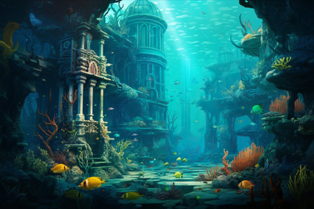 Exploring the Exquisite Underwater World: A Panoramic Glimpse in AR 3:2の素材