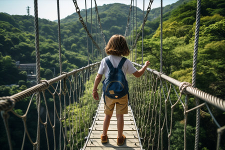 Breathing in Serenity: Exploring Japan's Majestic Mountainscape on Suspension Bridgeの素材