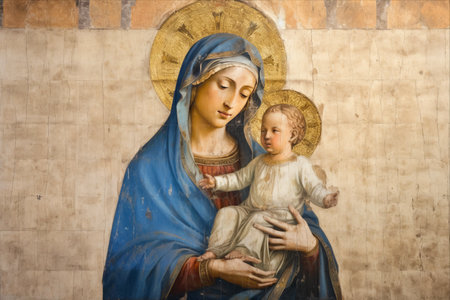 Urbino's Renaissance Gem: A Sacred Image Unveiled - Madonna and Child Jesus in AR 3:2の素材