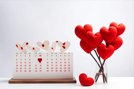 Romantic Reminders: Valentine's Day Highlighted on a White Calendar â AR 3:2の素材