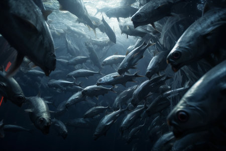 The Mesmerizing Sight of a Shoal of Sardine Fish Enchanting the Sea - AR 3:2の素材