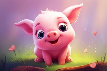 Pink Cute Pig Cartoon: A Delightful AR 3:2 Experienceの素材