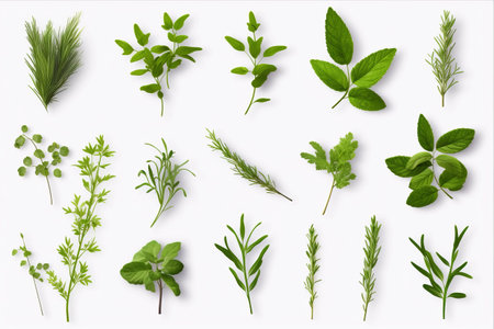 Aromatic Herb Leaves and Spices: A Fresh and Flavorful Culinary Delightの素材