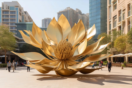 Golden Lotus in Dubai downtown.の素材
