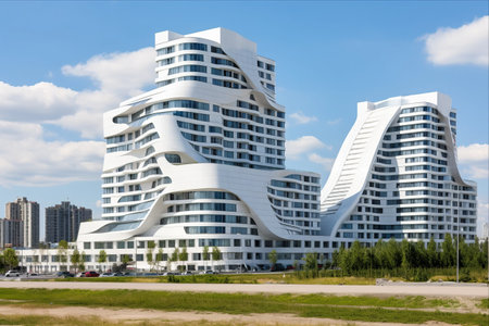 Modern architecture in Astana, capital of Kazakhstan. Central business district of Astana.の素材