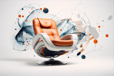 Modern chair with colorful abstract background. 3d rendering toned imageの素材
