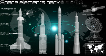 Space background HUD, space rocket of spacecraftのイラスト素材