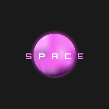 Planet Logo, Space poster and a template for your text. Illustration of the ping planet on a dark background. Space logo Vector illustration eps10のイラスト素材