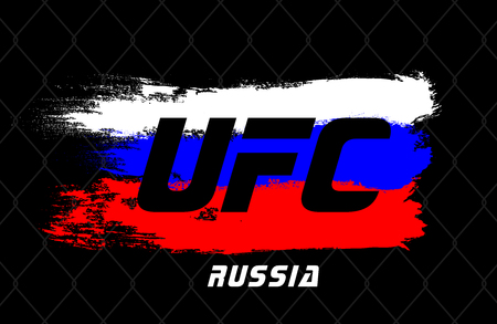 UFC Russia Template, For Advertising Your Event (Layout, Cover, Invitation, Poster, Banner, Flyer, Stream) Fight Night. Will Help To Advertise and Attract Customers. Template UFC Vector Illustrationのイラスト素材