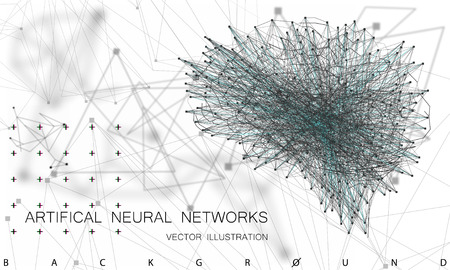 Quantum computing, deep learning artificial intelligence, signal cryptography infographic vector illustrations. Big data algorithms visualization for business, science presentations, posters, coversのイラスト素材