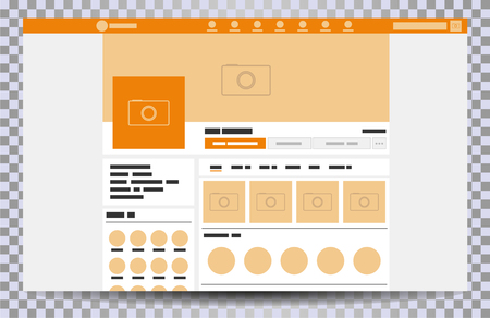 Mock up web page browser, concept of social page Interface on the laptop, social media vector illustration templateのイラスト素材