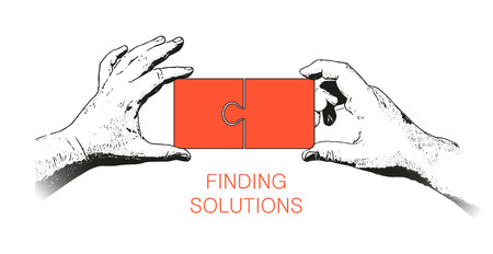 Finding Solutions Web Banner with copy space. Business decision concept. Vector illustration.のイラスト素材