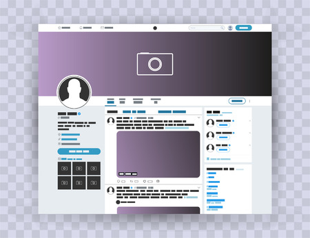 Browser interface , Mock up website. Photo frame Post in a social network. Mock up . Template account Vectorのイラスト素材