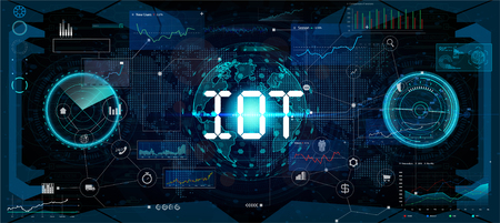 Global world telecommunication network connected around planet Earth, internet of things (IOT), devices and connectivity concepts on a network. Futuristic interface, vectorのイラスト素材