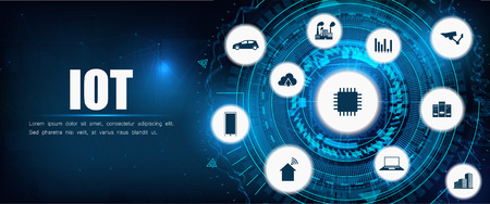 Global world telecommunication network connected around planet Earth, internet of things (IOT), devices and connectivity concepts on a network. Vector illustration IOTのイラスト素材