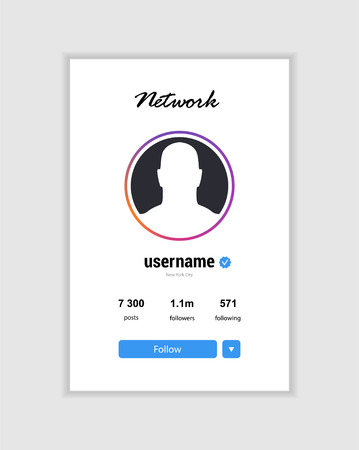 templete advertising card. Social media concept. Profile , name and subscribe button. Mock-up  advertising card.  from account and button Followのイラスト素材