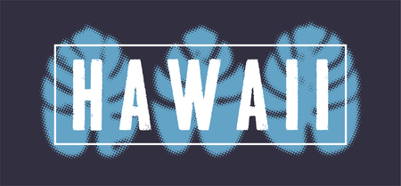 T-shirt design - Hawaii with tropical leaves and geometrics forms. typography, print, vector illustration. Global swatches. T-shirt vector illustrationのイラスト素材