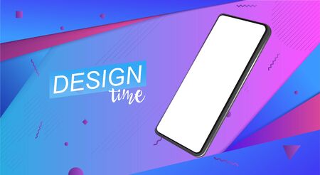 Trendy minimalistic 3d isometric smartphone. Mockup mobile phones perspective view. Template for infographics or presentation UI design interface. Mockup generic device. Vector illustrationのイラスト素材