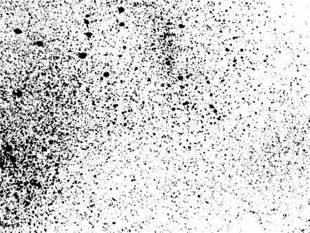 Ink splashes grunge texture. Black and white spray texture. Dirty grainy stamp. Overlay illustration over any design to create grungy vintage effect and depth. Ink splashes drop. Vector textureのイラスト素材