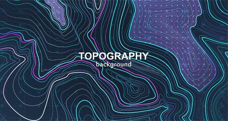 Topography background, contour terrain. Outline cartography landscape. Vector trendy poster design. Liquid gradients lines. topographic map lines, contour background. Vector illustrationのイラスト素材