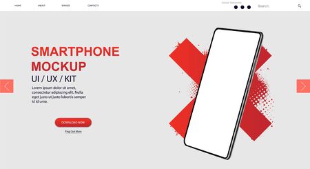 Mockup smartphone, blank screen. Template for advertising or page to the site, marketing, presentation. Cell phone rotated position. Smartphone frame, blank screen, 3d realistic gadget, device. Vectorのイラスト素材