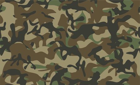 Camouflage Seamless Pattern. Classic clothing style masking camo repeat print. Green brown black olive colors forest texture.Vector Camouflage Seamless Patternのイラスト素材