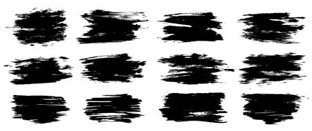Set of thick brush strokes. High level of tracing. Uneven drawing strokes. Vector brush stroke set. Grunge texture set. Vector illustrationのイラスト素材