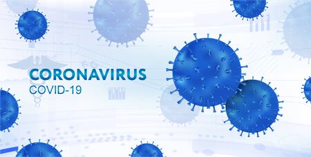 Pandemic Coronavirus, Covid-19 Vector illustration with 3D bacteria on white background. Medical banner microbes Coronavirus. Deadly type of virus Covid-19, healthcare banner. Vector illustrationのイラスト素材