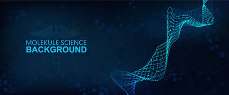 Molecular structure vector banner with formula dna and molecules. Healthcare science, Hi-tech medical technology concept. Modern Vector illustration in futuristic style. Molecular structure backgroundのイラスト素材