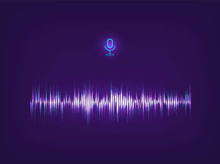 Voice assistant AI and equalizer sound recognition. Futuristic sound wave concept. Futuristic...