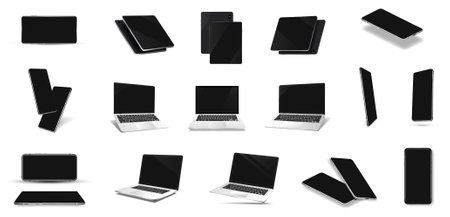 3D realistic device. Mockup setのイラスト素材