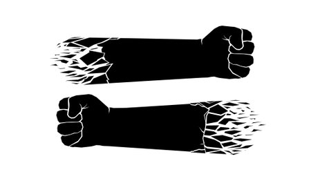 Isolated male fists and forearm with decay effectのイラスト素材