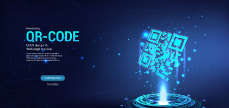 QR code futuristic bannerのイラスト素材