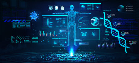 Modern medical science. Medical orthopedics. HUD styleのイラスト素材