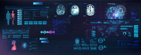 Sci-fi cyberpunk dashboard. FUI. HUD styleのイラスト素材