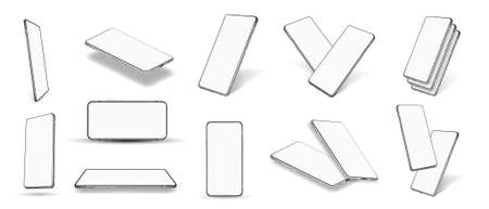 Smartphones with blank screen and shadow.のイラスト素材