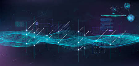Innovative technologies, big data algorithms in futuristic HUD styleのイラスト素材