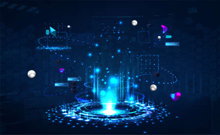 Sci-fi hologram podium templateのイラスト素材