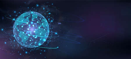 Earth Globe with digital elements, concept Technologies and Communicationsのイラスト素材