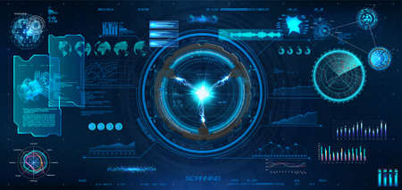 Digital interface HUD in cyberpunk style. Futuristic graphic setのイラスト素材