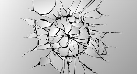 Circular damage to surface, an impact mark that deformed and broke the wallのイラスト素材