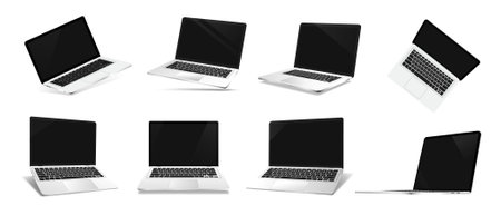 Modern 3D open laptops mockupsのイラスト素材