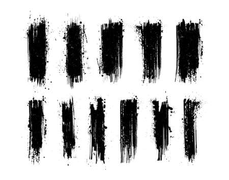Black grunge and paint stripe with splashes with mud effectのイラスト素材