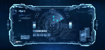 Illustration pour Cockpit Helmet Sci-Fi HUD for VR design - image libre de droit