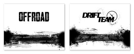 Two template posters tire tracks with grunge effectのイラスト素材