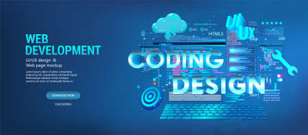 3D elements with coding and design development Web and Appのイラスト素材