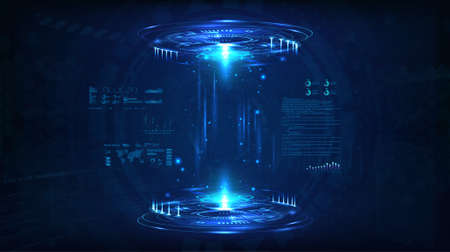 Future circle 3D lab with HUD elements for show productのイラスト素材