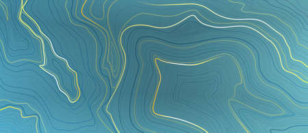 Topographic map with golden and silver lines on trendy color gradientのイラスト素材