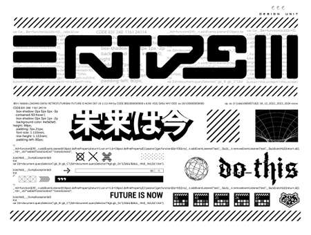 Future - lettering art. Retro futuristic digital artのイラスト素材